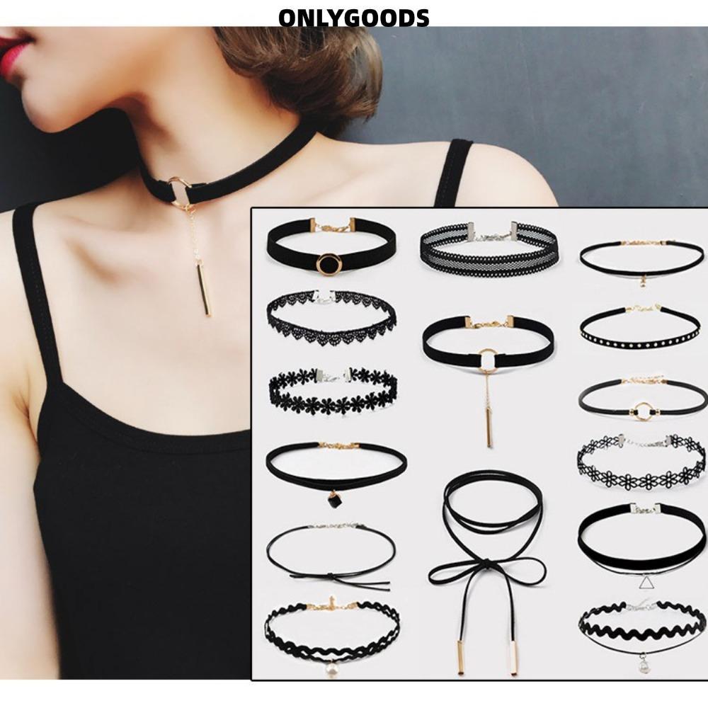 เฉพาะGOODS Choker สร้อยคอลูกไม้สีดํา ขายร้อน Gothic Punk สไตล์ส่วนบุคคลที่น่าสนใจ Claviular Chain ผู้หญิง
