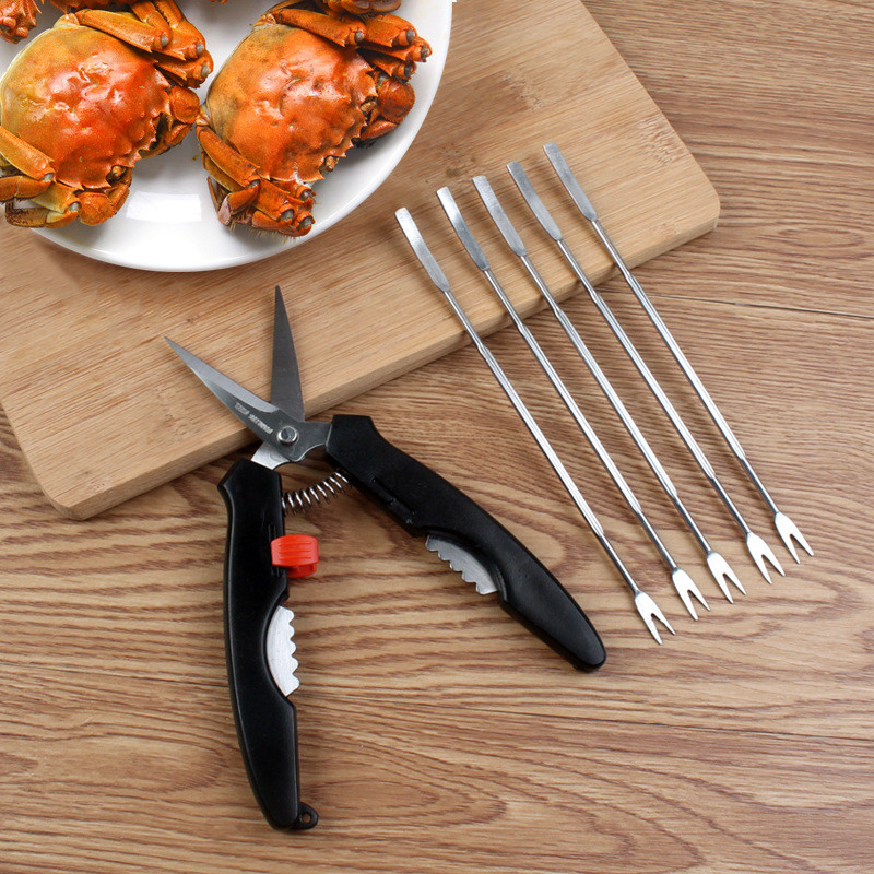 กิน Crab Handy เครื่องมือสแตนเลสกรรไกรกุ้งก้ามกรามรื้อถอน Hairy Crab เปิด Crab Claw Crab Clamp Peeli