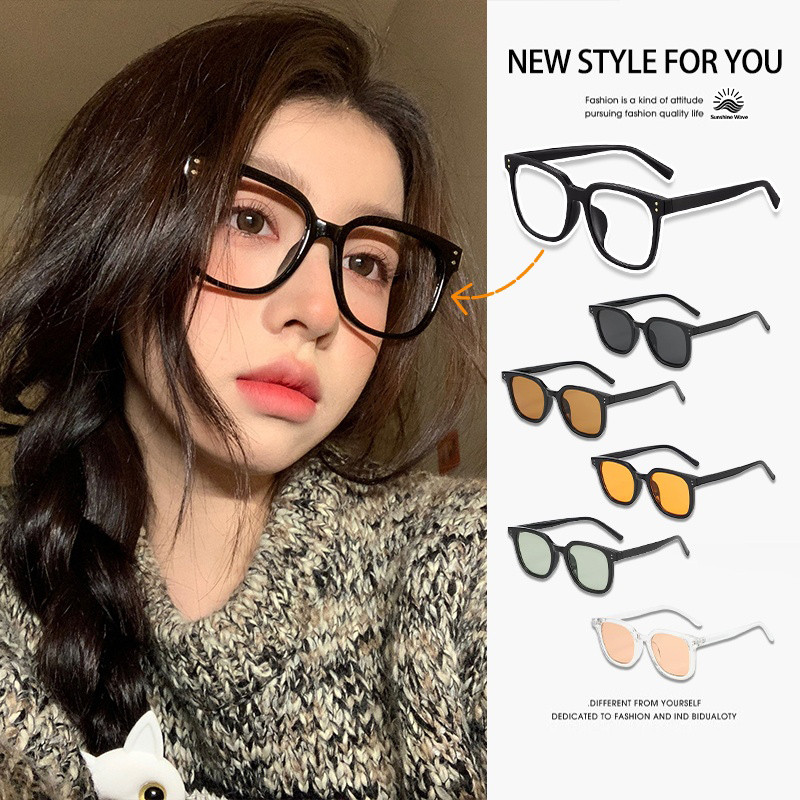 SunshineWave👓️🕶︎สไตล์เกาหลี กรอบสีดำ Glasses เหมาะกับทุกชุด สไตล์มินิมอล ขอบสี่เหลี่ยม แว่นตา ปิดหน้าตาได้ดี ส่งไวจากไทย
