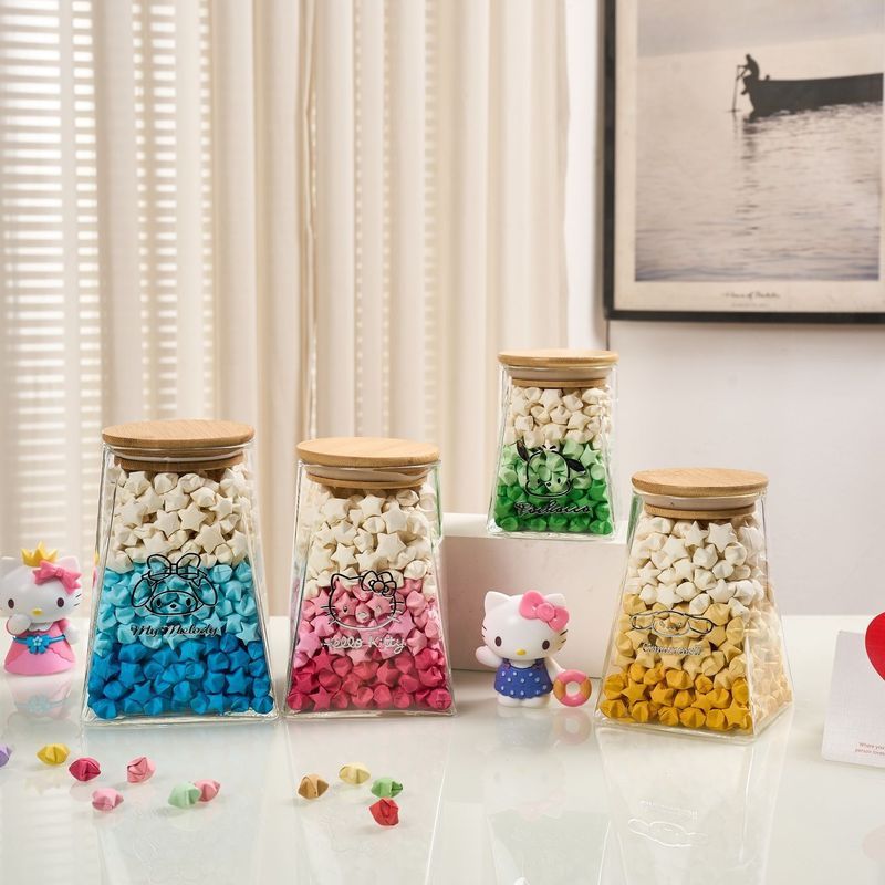 Sanrio สีสัน Star Storage Jar แก้ว Wish ขวด Star Origami Wish ขวด Drift ขวดของขวัญสร้างสรรค์20260422