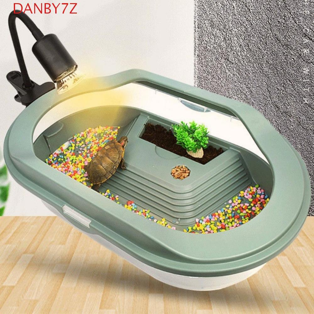 DANBY7Z Turtle Tank ทนทาน 1PC พร้อมกล่องให้อาหารเต่าพลาสติกที่ถอดออกได้ของ Basking Island