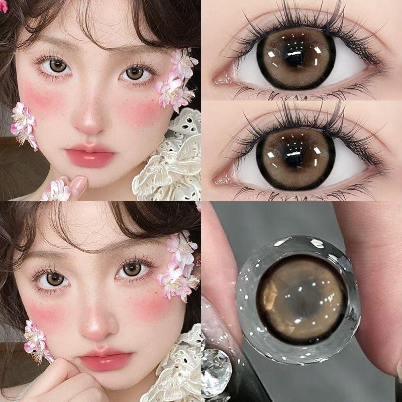 คอนแทคเลนส์ เลนส์กล้อง Soft Mist Donut Brown คอนแทคเลนส์เครื่องสําอาง 2 ชิ้นแพ็คครึ่งปีใสของแท้ยุโรป
