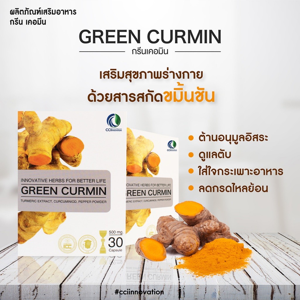 Green curmin กรีนเคอมิน กรดไหลย้อน กระเพาะอักเสบ อาหารไม่ย่อย สารสกัดขมิ้นชัน โปรโมชั่น