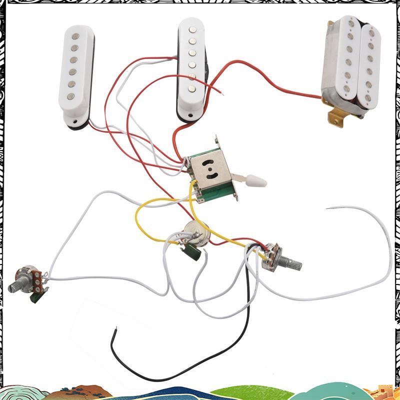 Super กีตาร์ไฟฟ้า Pickup สายไฟ Prewired 5-Way Switch 2T1V ควบคุม SSH Pickup