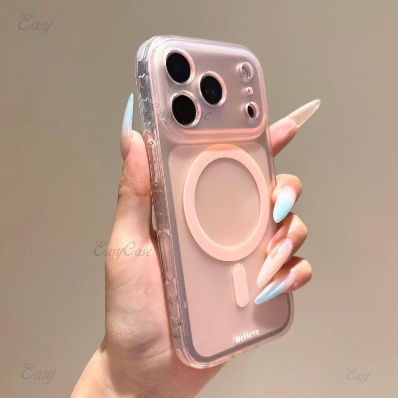 เคสแม่เหล็กที่แข็งแกร่งสุดฝ้าโปร่งใสสําหรับ 17 16 15 14 13โปรแม็กซ์ กันลื่นและป้องกันการตกกระแทกฝาหลัง