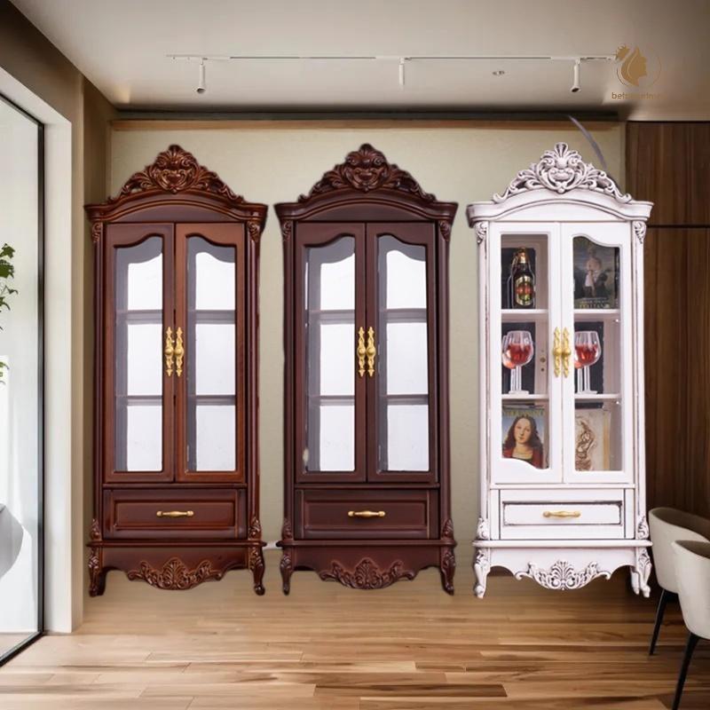 [PE] 1/12 Dollhouse Vintage จําลองตู้เก็บจอแสดงผลตู้ถ้วยตุ๊กตาห้องนั่งเล่นตู้เฟอร์นิเจอร์ตกแต่งของเล