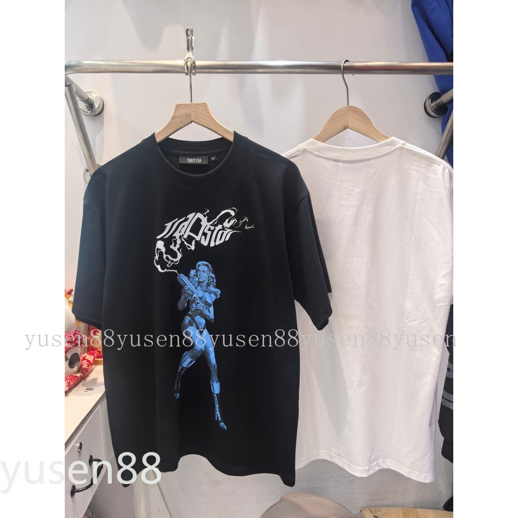 *** trapstar ** เสื้อยืดแขนสั้นทรงหลวมผ้าฝ้ายแท้ Hip Hop 260g