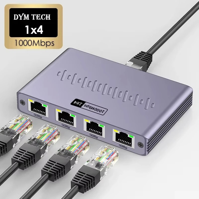 Gigabit Ethernet Splitter 1 ถึง 2/3/4, 1000Mbps RJ45 LAN Internet Splitter สําหรับคอมพิวเตอร์/ฮับ/สว