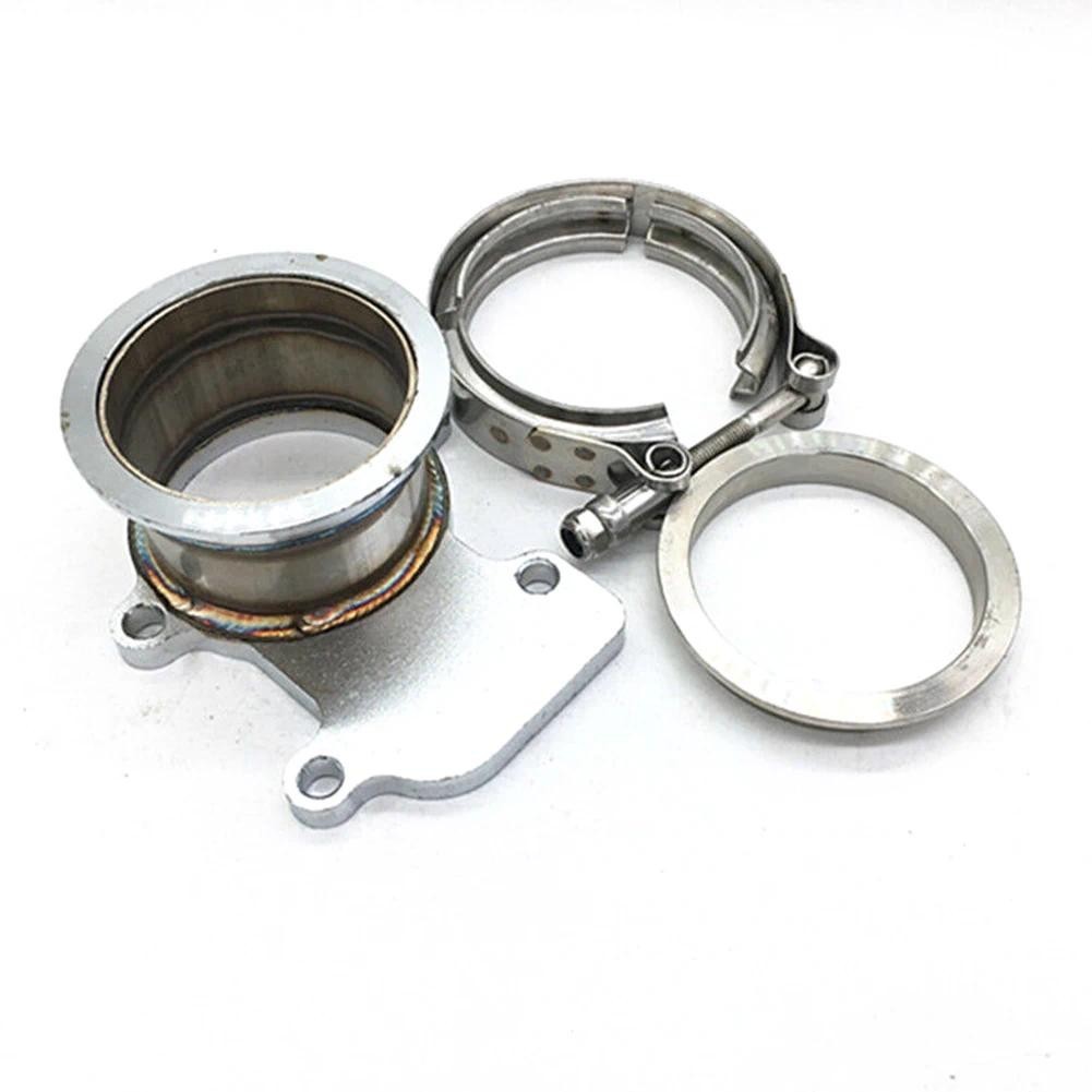 Silver Turbo Downpipe Flange ถึง 3 "V-band Adaptor M8 Thru หลุม Fit สําหรับ Cummins Holset WH1C HX35