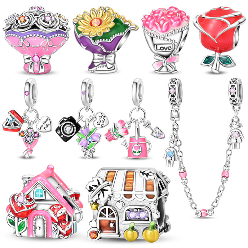 เครื่องประดับcharm ขายดี โรสโกลด์ bouquet fringe original สร้อยคอมากความหรูหราและbracelet
