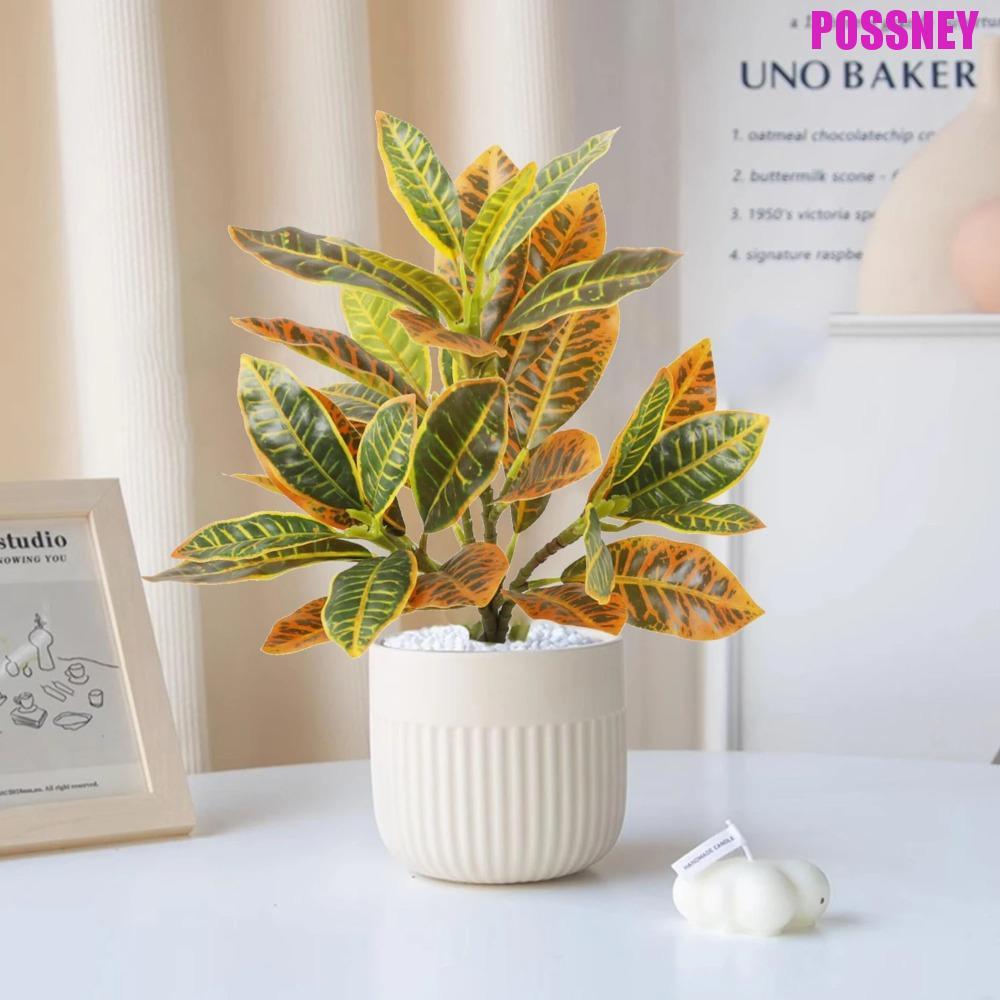 POSSNEY ประดิษฐ์ Ficus Tree, เหมือนจริงพลาสติก Tropical Banyan Tree, จําลองพืชขนาดใหญ่ 35 ใบปลอม Fic