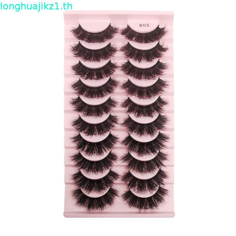 HBZGTLAD Soft Mink Eyelashes 3D Curl Winged End Eye Elongated ปลอม Lashes หนา Handmade ธรรมชาติขนตาป