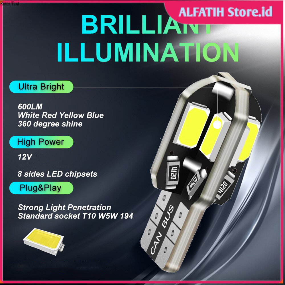 ALCENT LED Canbus ไฟจอดรถ LED รถ T10 W5W 12V Cool White 1 PCS - 8SMD - OMRSM0WH