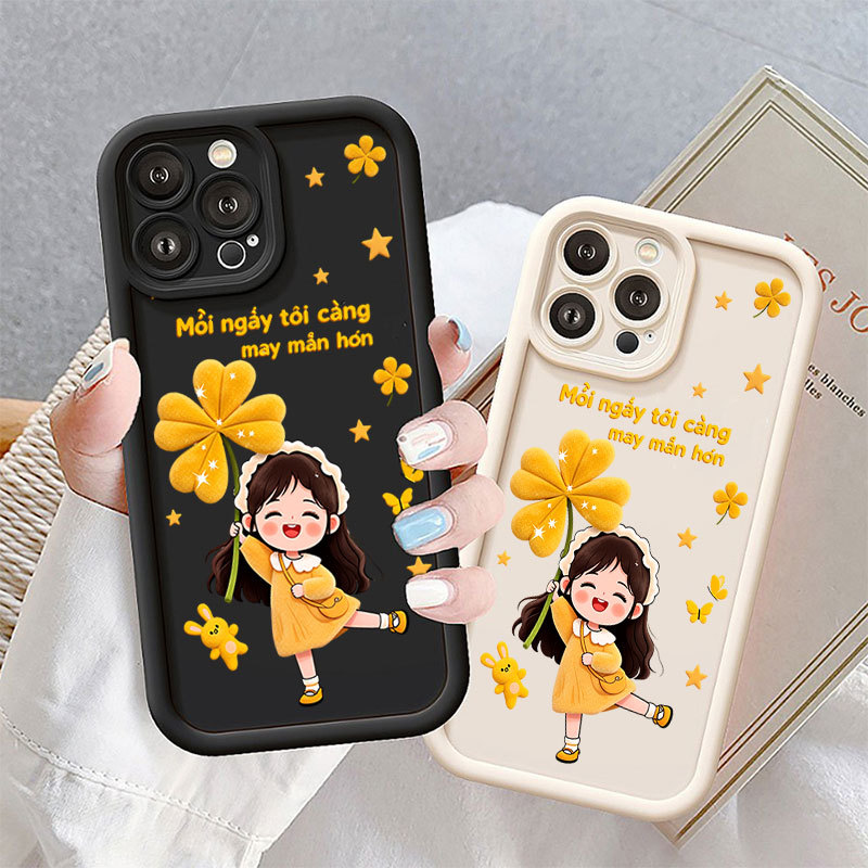 การ์ตูน Four Leaf สาวเคสโทรศัพท์สําหรับ Xiaomi 15T 14T 13T 11T Pro POCO X7 X6 M6 Pro C65 C75 C61 M5S