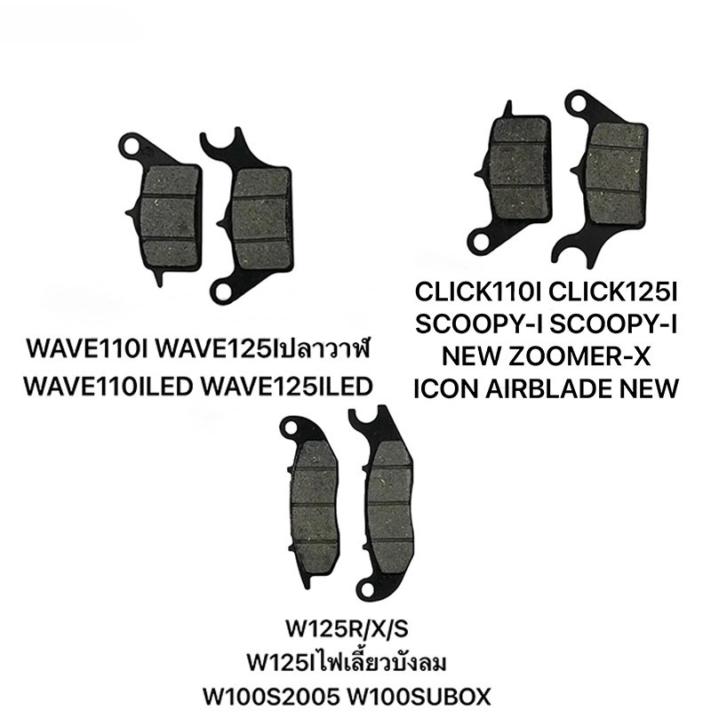 Throttle ผ้าดิสเบรคหน้าเดิม ผ้าดิสเบรคอย่างดี สำหรับมอเตอร์ไซค์ รุ่น HONDA WAVE125/ WAVE110I-NEW/ CLICK-I,SCOOPY-I