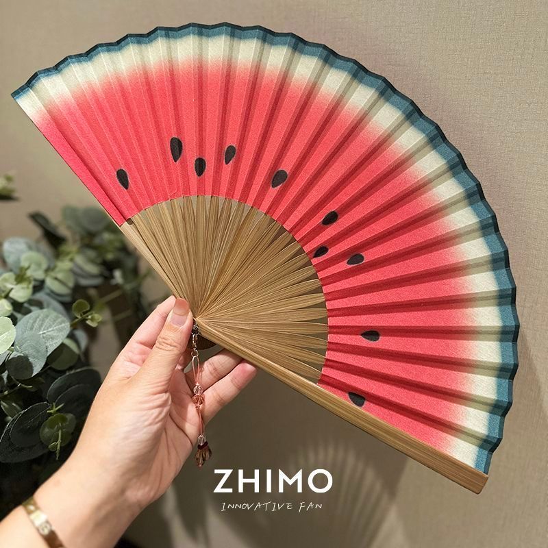 Zhimo Niche Design Sense Summer Cool Fruit Folding Fan Retro Fashion Fan Daily Portable Fan Watermel