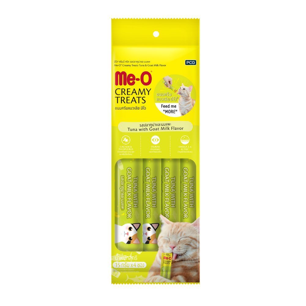 [สินค้าส่งด่วน] มีโอ แมวเลีย รสทูน่าผสมนมแพะ 15ก 4ซอง T MEO CREAMY TUNA WITH GOAT MILK 15GX4 T