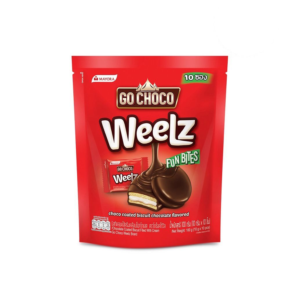 [สินค้าส่งด่วน] โกช็อกโก้วีล์แครกเกอร์สอดไส้ช็อก 100 กรัม GO CHOCO WEELZ CRACKER CHOCOLATE 100G