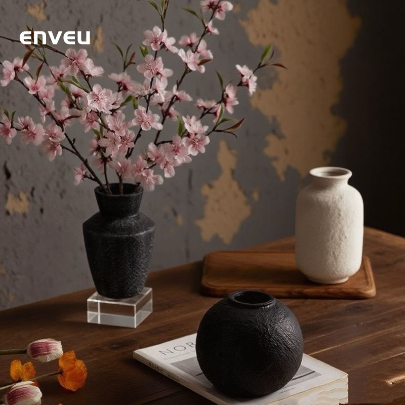 Handmade Vintage เซรามิคแจกัน Wabi Sab สไตล์ Rustic หม้อจีน Boho Decor สําหรับ Home Hotel Zen Minimalist ตาราง Centerpiece