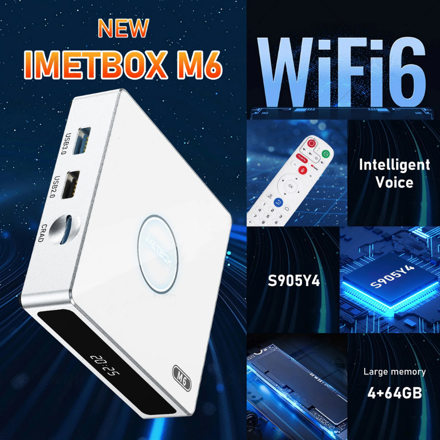 IMETBOX M6 Global Media Player กล่องรับสัญญาณ 4G DDR 64GB Android 12 ความบันเทิงระดับสากล ส่งจากกทม.