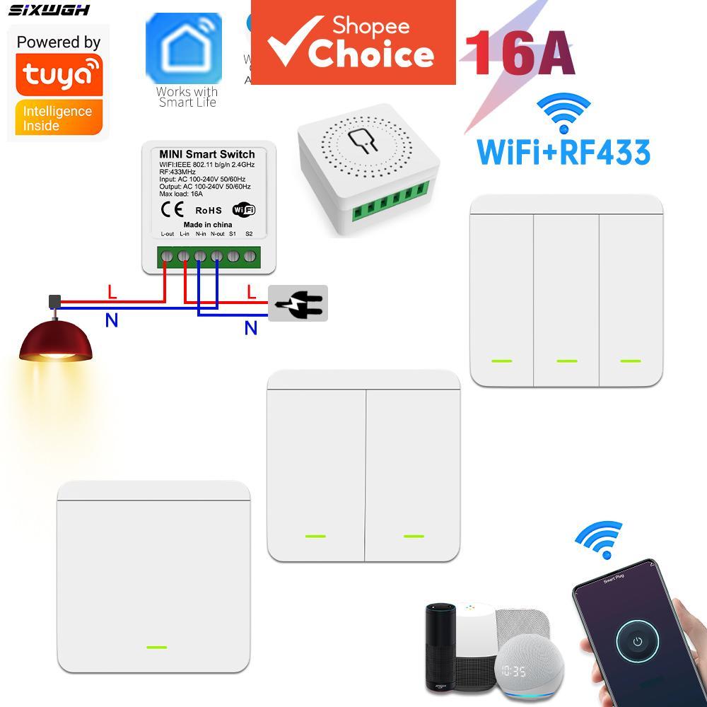 โมดูลสวิตช์อัจฉริยะ WiFi Tuya 16A ไร้สาย รีเลย์ ทํางานร่วมกับ Alexa Google Home