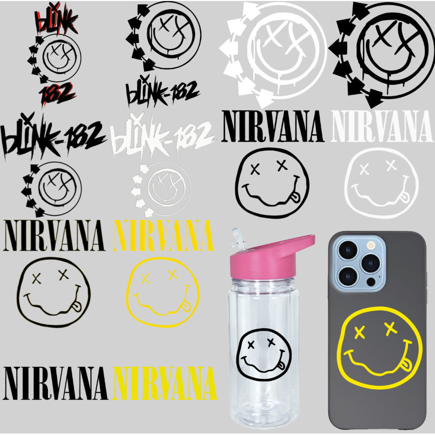 GEN330 สติ๊กเกอร์ Nirvana Smile LOGO Punk Band กาวคริสตัล UV Transfer สติกเกอร์ DIY สติกเกอร์ฉลากสติ