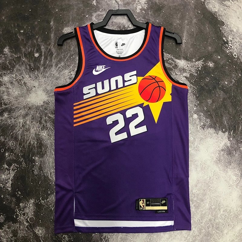 SW Version NBA23 Game Season Suns Retro Version No. 22 Ayton Jersey เสื้อบาสเกตบอลชาย Hot Press Jers