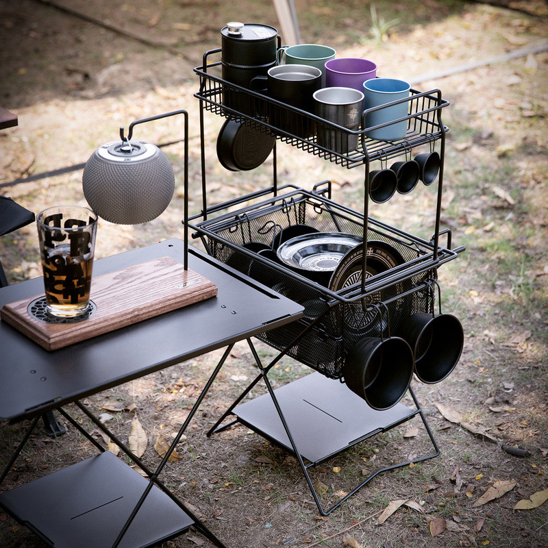 Outdoor Outdoor Camping IGT Multifunctional Double-Layer Storage Rack mr.kootil กลางแจ้ง IGT ขยาย Double-Layer Storage Rack