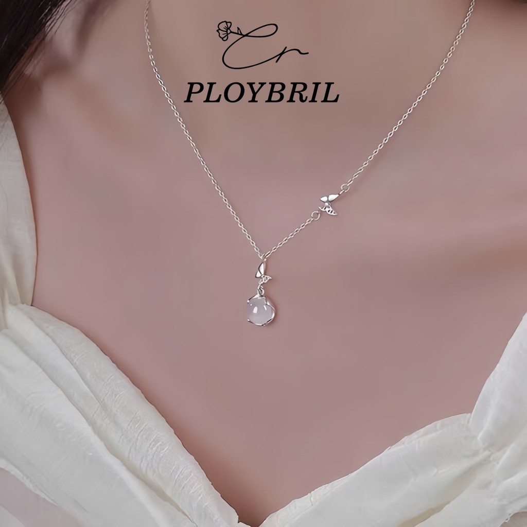 PLOYBRIL สร้อยคอโซ่เงินแท้ S925 จี้รูปผีเสื้อ เครื่องประดับแฟชั่น เรียบง่าย สําหรับนักเรียน X062