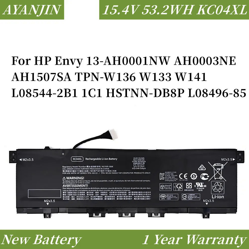 KC04XL แบตเตอรี่แล็ปท็อปสำหรับ HP Envy 13-AH0001NW AH0003NE AH1507SA HSTNN-DB8P 53.2Wh W141 L08544-2