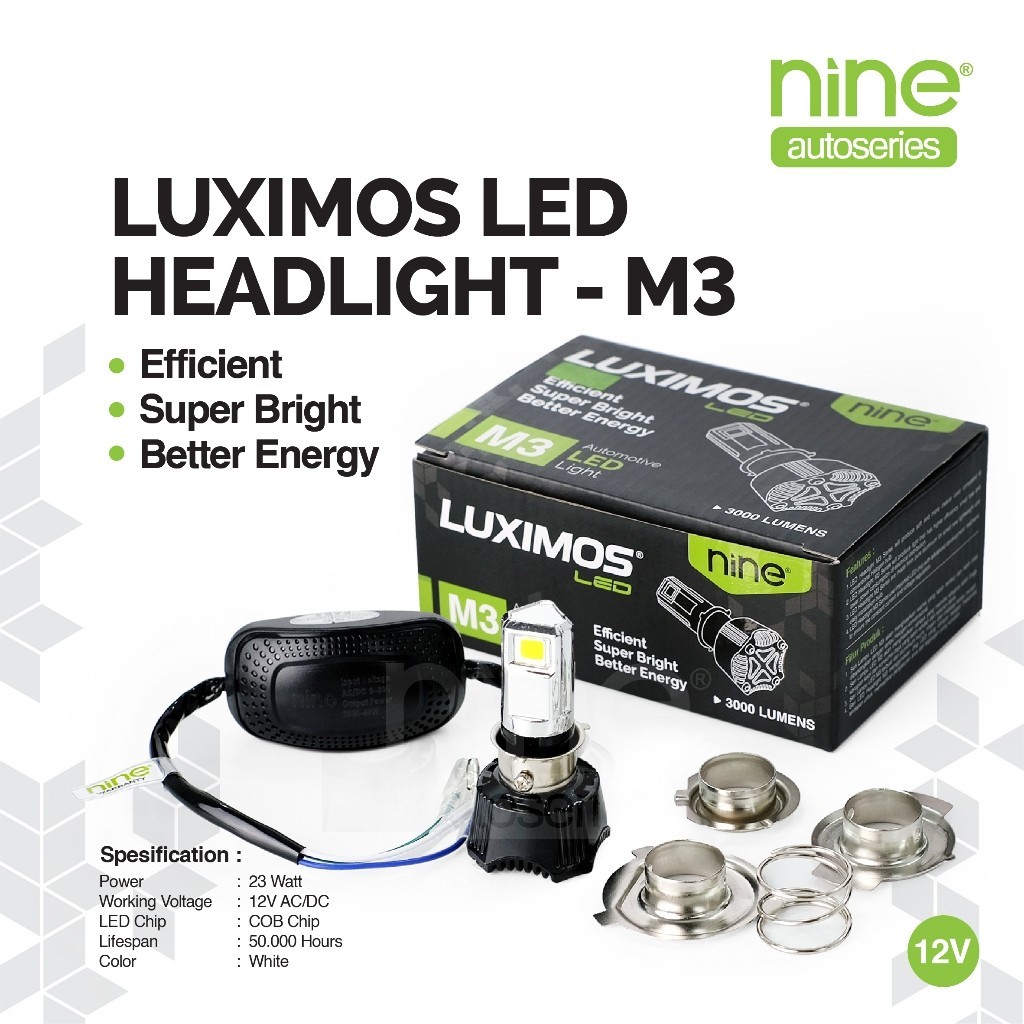 LUXIMOS ไฟหน้า 3 ด้าน 23W H6 H4 อัตโนมัติ Underbone รถจักรยานยนต์ Super Bright พัดลม Mio Beat PNP M3