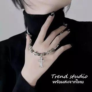 สร้อยคอแฟชั่น สร้อยคอรูปไม้กางเขน สร้อยคอดีไซน์รูปไม้กางเขนและลูกปัด พร้อมส่งจากไทย