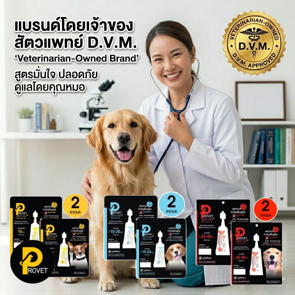 2 แผง Provet Spot on หยดหลัง ป้องกันหมัดและเห็บ หยดกำจัดเห็บหมัด สุนัข