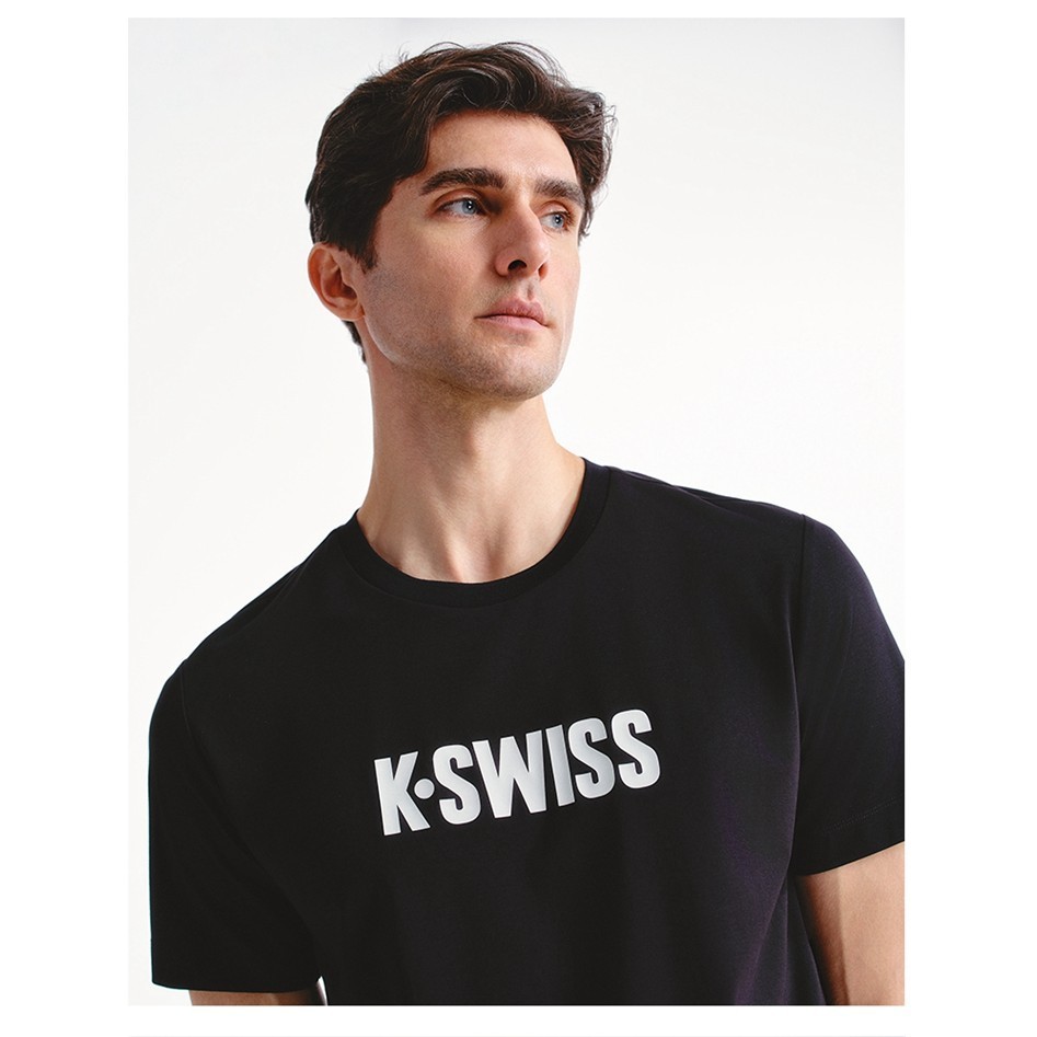 KSWISS Gasway เสื้อยืดผู้ชายหลวมพิมพ์ผ้าฝ้ายแท้ลําลองแขนสั้น Top1