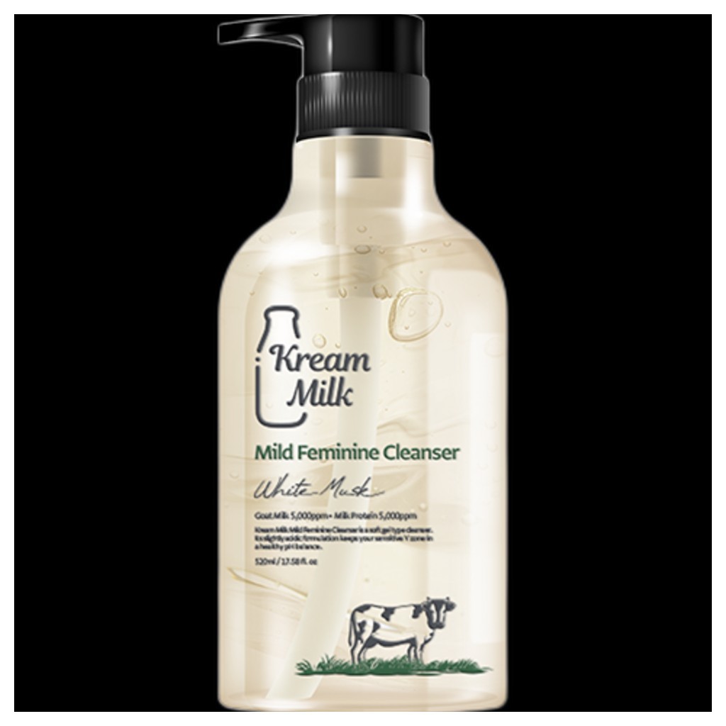 [นม kream] Mild Feminine Cleanser (White Musk), 520ml, 1pc / Korean Cleanser / Mild Intimate Wash by