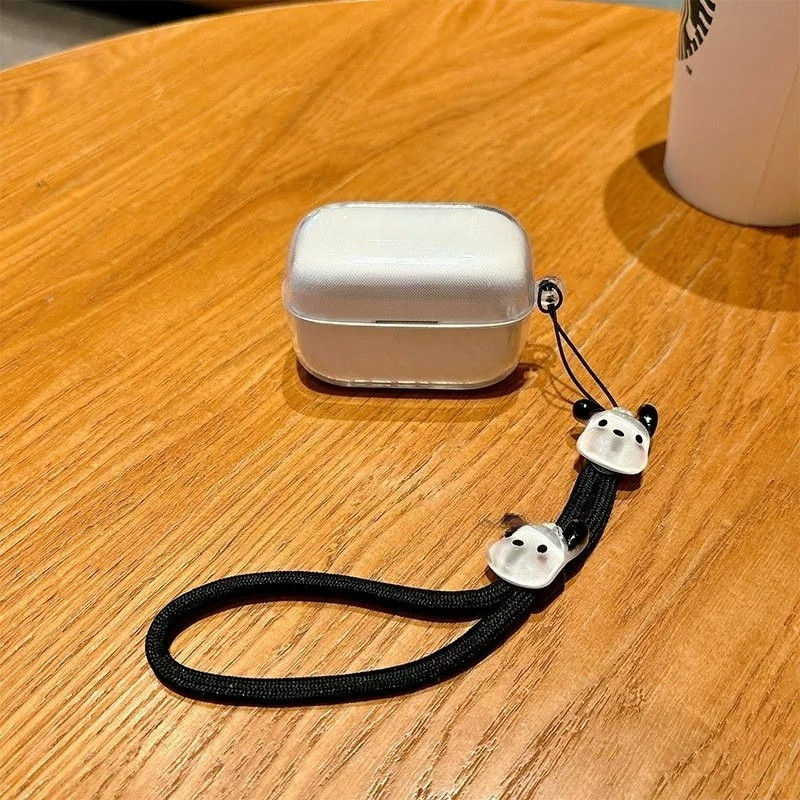 Clear Case for Sony LinkBuds Clip (WF-LC900) Case Soft Clear TPU Shockproof Protective Cover Accessories with Cartoon Lanyard