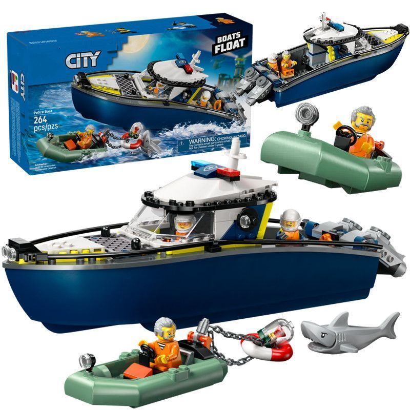 เข้ากันได้กับ Lego City Series 60456 เรือตระเวนตํารวจ Big Chase ประกอบของเล่นบล็อกตัวต่อ