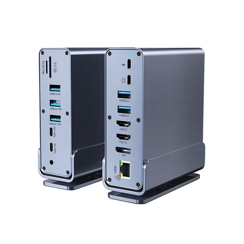 15 in 1 Tpye-c Docking Station USB-C to HDMI Gigabit Network Port แนวตั้ง Desktop Docking Station มั