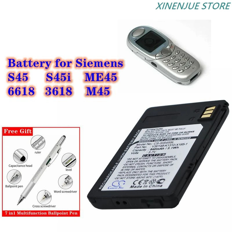 CS แบตเตอรี่ 3.7V/840mAh V30148-K1310-X185-1 สําหรับ Siemens S45,S45i,ME45,6618,3618,M45
