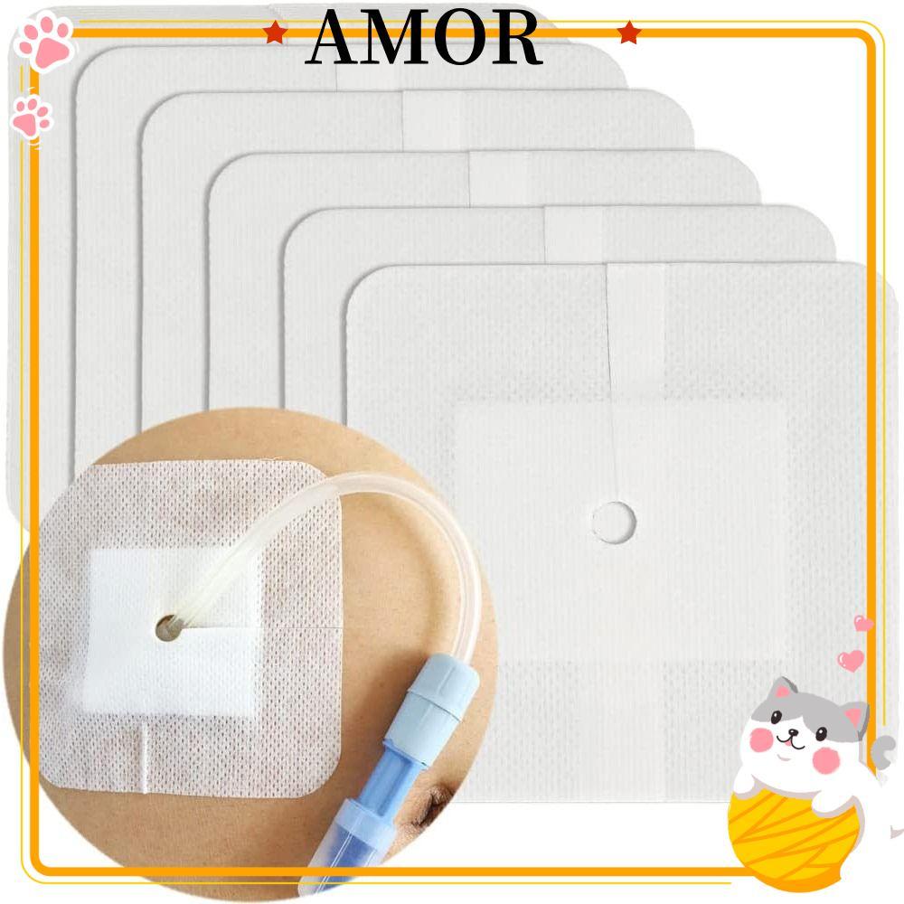 AMOR 10 ชิ้น Feeding Tube Pad, ผ้าพันแผลแผล Gtube อุปกรณ์ Chest Catheter Cover, เปลี่ยนไตเทียมเทียมอ