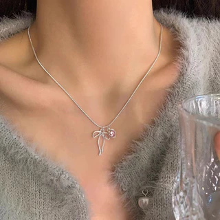 พร้อมส่งในไทยส่งด่วน📌สร้อยคอ โบว์ หัวใจ สัณลักษณ์ ความรัก❤️ เครื่องประดับ สไตล์เกาหลี ของขวัญ ให้แฟน ตัวจี้ ถอดออกได้