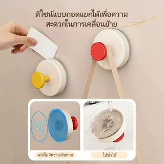 ตะขอติดผนังแบบดูดสุญญากาศ / ราวแขวนผ้าเช็ดตัว เหมาะสำหรับห้องน้ำและห้องครัว รับน้ำหนักได้สูง ไม่ต้องเจาะรู