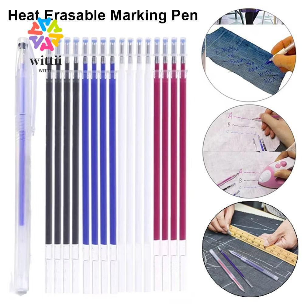 WITTII 40 ชิ้นความร้อน Erasable เครื่องหมายปากกา, 13 ซม.ผ้าเย็บอุณหภูมิสูง Disappearance Refill, หยาบ Rod Marker ปากกาหนังเสื้อผ้า Dash ตัด
