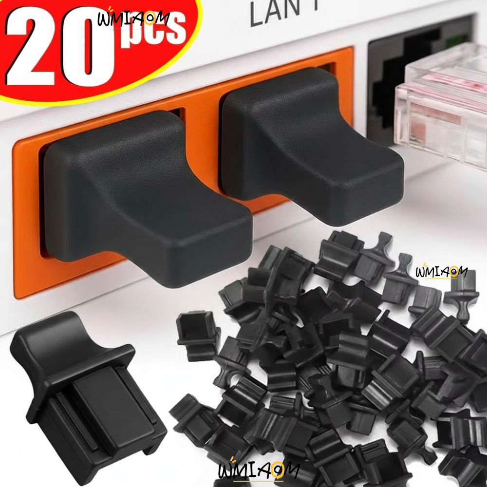 WMIAOM RJ45 ฝาครอบกันฝุ่น, ขั้วต่อ RJ45 โปร่งใสสีดําทนทาน, ตัวป้องกันพอร์ตซิลิโคน