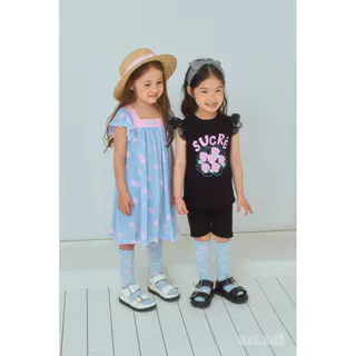 【พร้อมส่ง】「สินค้าลิขสิทธิ์แท้」IRIS KIDS BEBEBE 26ss IKS260415 Sucre Rose shirt/short เสื้อผ้าเด็ก สีดำลายกุหลาบ น่ารักสไ