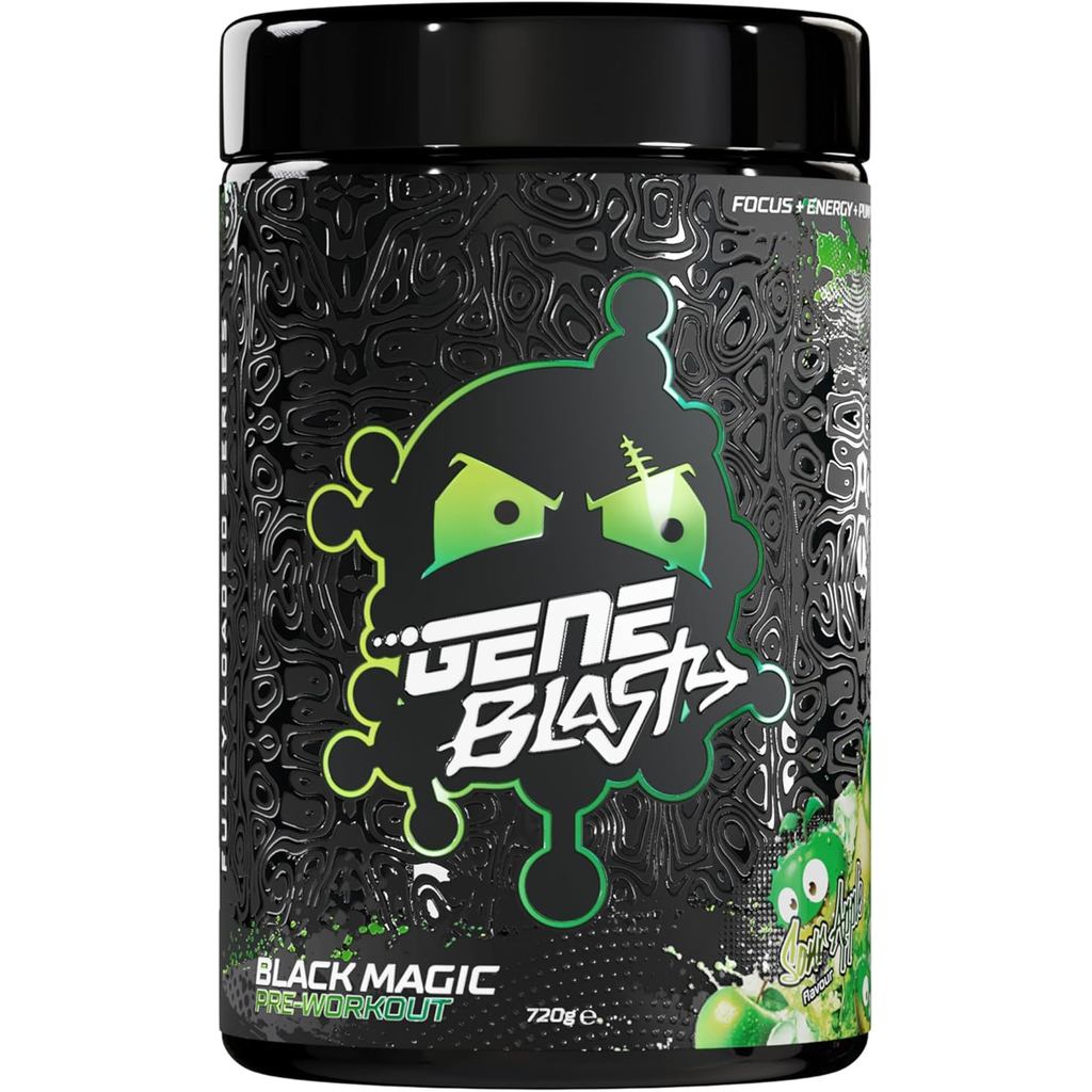 ผงออกกําลังกาย Black Magic Pre – คาเฟอีน, Beta Alanine, สูตร BCAA & EAA สําหรับพลังงาน, Focus & Trai