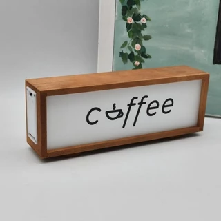 โคมไฟไม้ LED แบบใช้แบตเตอรี่ ป้ายกาแฟกรอบไฟ ไฟกลางคืน ตกแต่งบ้าน ร้านกาแฟ บาร์ และครัวเรือน