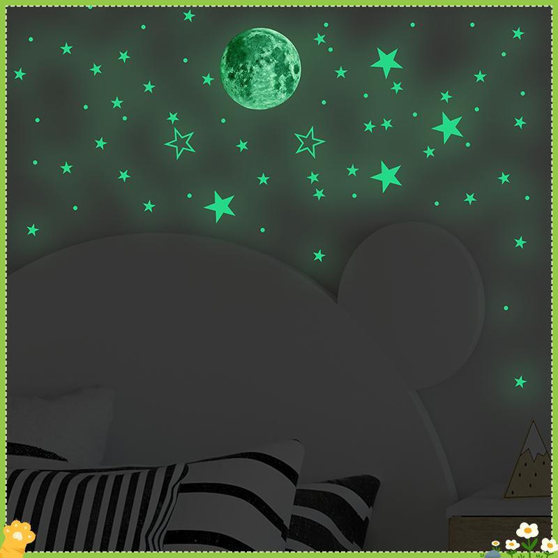 [JL] 127pcs Luminous Star Moon DIY ผนังตกแต่ง Stier Night Party Glow in Dark