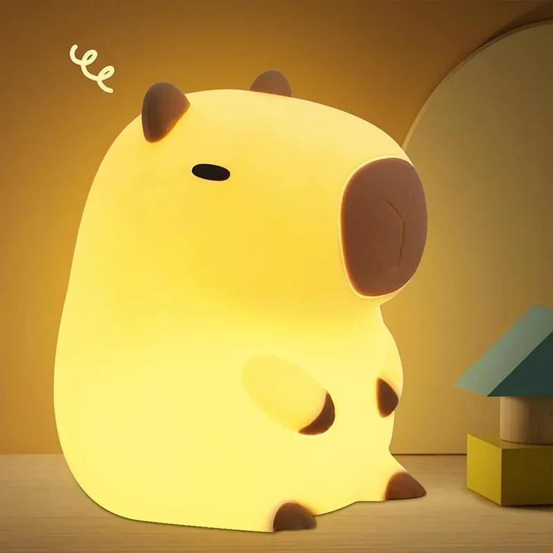 โคมไฟซิลิโคนนุ่มนิ่มคาปิบาร่า Capybara พร้อมส่ง ไฟหัวเตียงน่ารัก ระบบสัมผัส ไฟกลางคืน ชาร์จUSB ของตกแต่งห้อง ของขวัญ