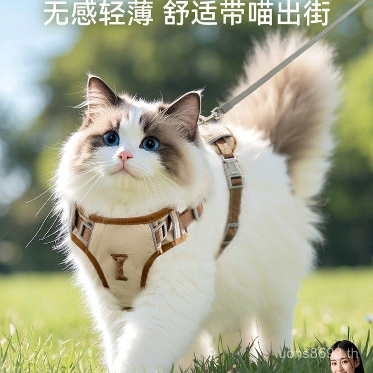 คอแมวเชือก Non-Kitten สายรัดหน้าอกรูปตัว I Slip-On ปรับเฉพาะเชือกลาก Cat Outing เดินป้องกัน Breakthr